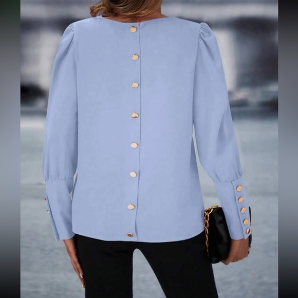 Tops | Luxe Button Back Puff Sleeve Blouse | Poshmark